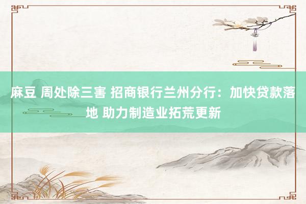 麻豆 周处除三害 招商银行兰州分行：加快贷款落地 助力制造业拓荒更新