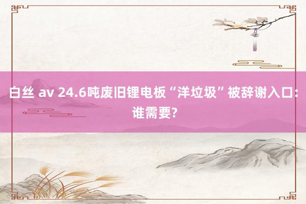 白丝 av 24.6吨废旧锂电板“洋垃圾”被辞谢入口: 谁需要?
