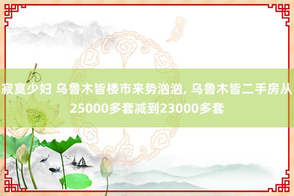 寂寞少妇 乌鲁木皆楼市来势汹汹， 乌鲁木皆二手房从25000多套减到23000多套