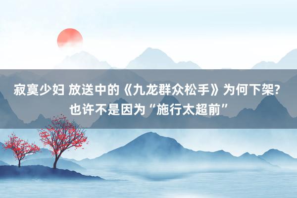 寂寞少妇 放送中的《九龙群众松手》为何下架? 也许不是因为“施行太超前”